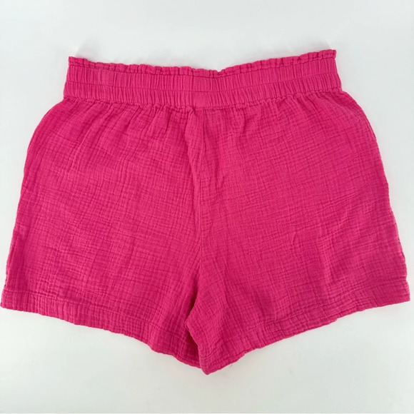 RAILS Leighton Hot Pink Muslin Cotton Lightweight High Rise Pull On Shorts - Picture 4 of 4